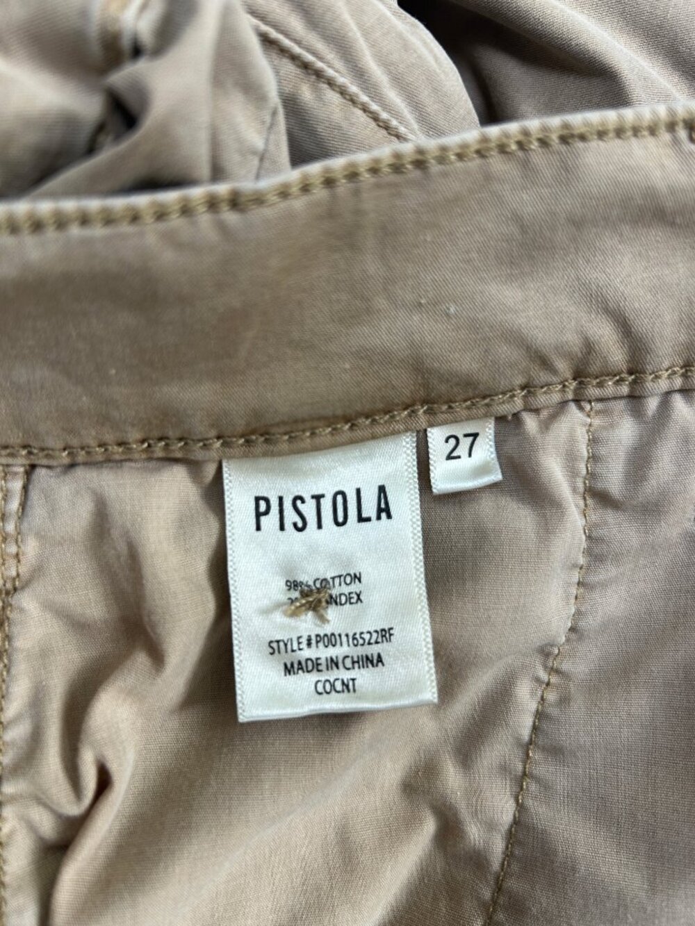 Pistola Bobbie Utility Cargo Pants Size 27 Tan Khaki Wide Leg Multi Pocket Y2K - Picture 8 of 8
